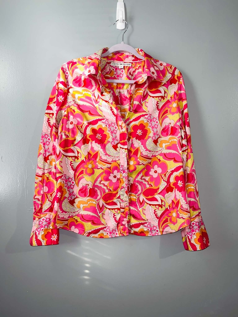 Bright Pink Floral Button-Up Blouse - Tommy Hilfiger